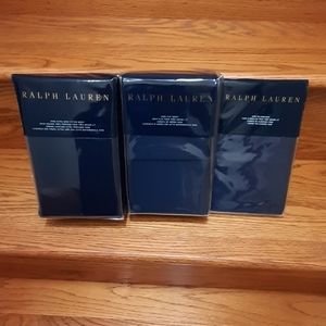 Ralph Lauren KING Solid Sateen RL624 Polo Navy Sheet set MSRP $530